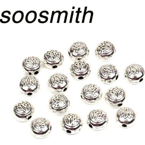 20pcs 7x8mm Flower Beads Zinc Alloy Metal Spacer Beads For DIY Bracelet Necklace Jewelry Making Findings Wholesale
