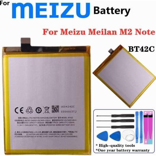 For Meizu Meilan Meizy M2 Note Battery BT42C 3100mAh High Capacity Mobile Phone Replacement Batteries + Tools