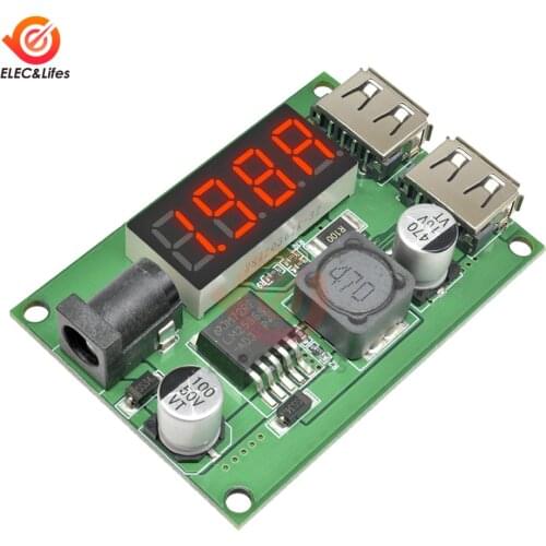 Dual USB Digital Voltmeter Step Down Board DC-DC 6V-40V to 5V 3A USB Car Charger Charging Buck Voltage Regulator 12V 24V 36V DC
