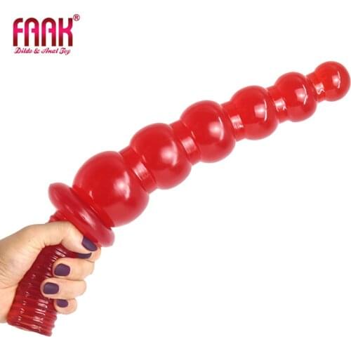 FAAK 36cm Long Anal dildo Butt Plug Female Masturbation Prostate Massager 6 Beads Anal Balls Toy Adult Sex Toys For Women Men