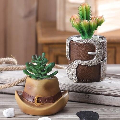 Personality Western Cowboy Succulent Flower Pot Creative Set Combination Flowerpot Desk Decoration Small Decoration Potted Plant