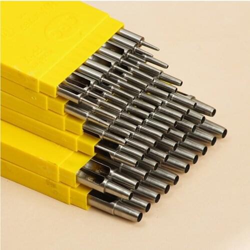 SPC Hole Punch Set 15pcs 0.5-10mm Round Punch Hand Made Leather Tools Supplies Belt Craft for choose