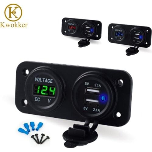 Hot ! 5V-12V LED Dual USB Car Charger With LED Voltmeter Digital for Auto/Motorbike/Boat for Samsung Xiaomi Car Socket Splitter