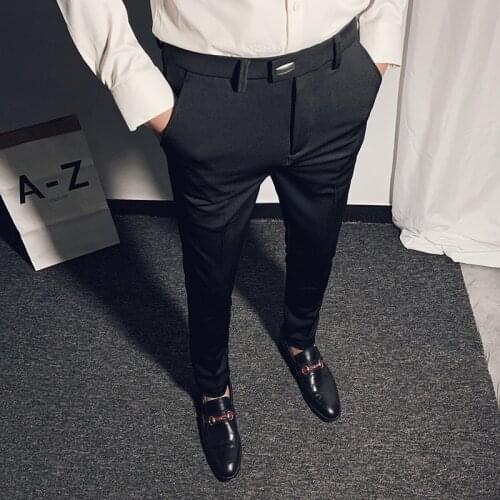 Mens 2021 Spring Casual Stretch Suit Pants Business Slim Fit Dress Trousers Social Party Pant High Quality Classic Office Pant