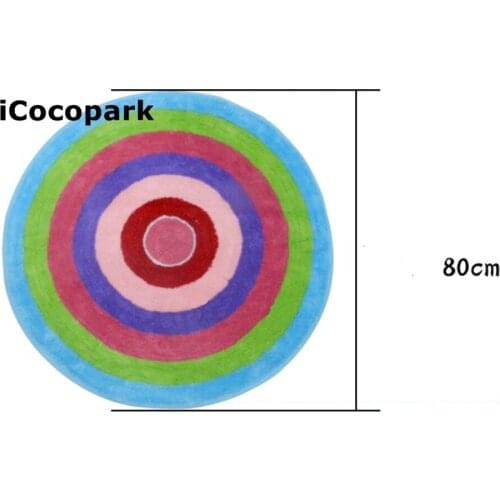 Beautiful rainbow rug Soft Circle Rainbow Round Rug Carpet Yoga Mat Non-Slip Rug latex backing 2.6x2.6Feet