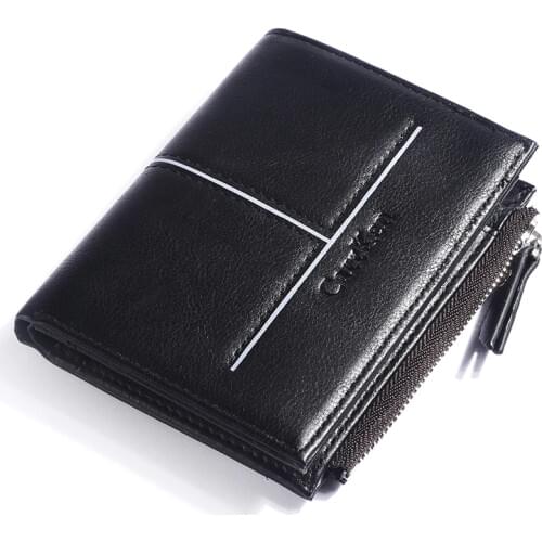 New Business Casual Mens Wallet PU Leather Men Wallets Purse Short Male Clutch Leather Wallet Mens Money Bag Card Bag Zipper