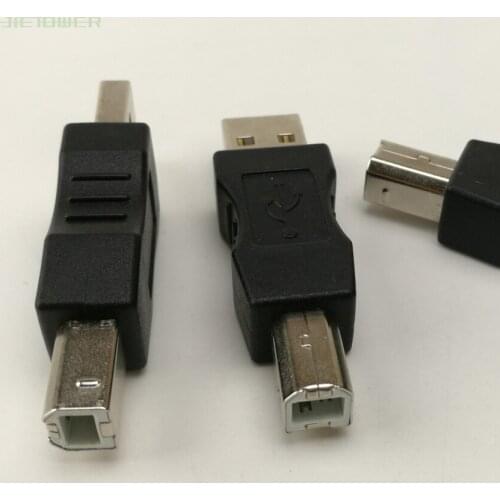 500pcs USB 2.0 A Male to B Male Adapter Connector AF to BM Converter Mini Portable Black Adapter for PC Computer Phone Printer
