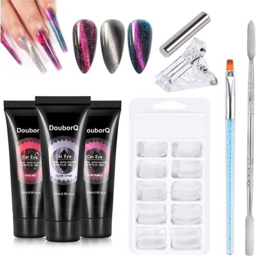 Spar Cat Eye Poly Nail Gel UV/LED Builder Gel Nail Polish Kit For Extension Set Quick Builder Manicure Acrylic Hybrid UV Gel