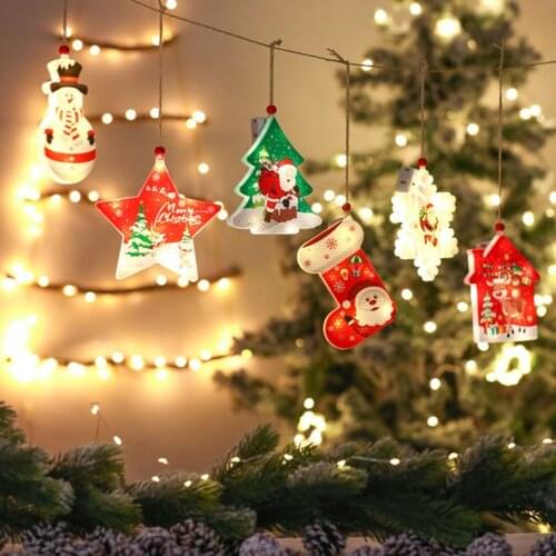 Christmas Light Decor Hanging LED Santa Tree Decor Festival Themed Night Light For Party Home Decorations LED Warm White Light
