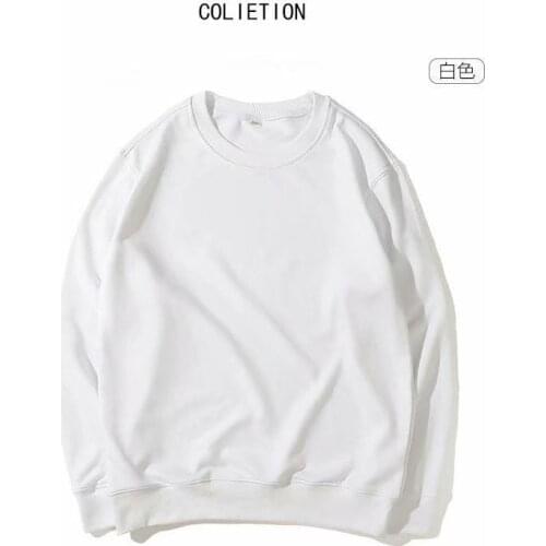 Oversized Sweatshirts Long Sleeve Sweatshirt Solid O-Neck Korean Fashion Loose Harajuku Men Women Streetwear White Black Hoodie