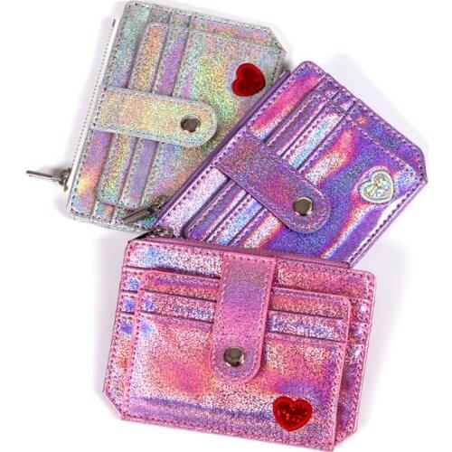 Y166 Wallet Slim Money Credit Card Holder ID Business Women Shining PU Leather Purse Case