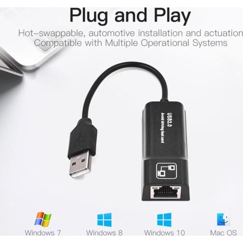 USB 2.0 to RJ45 Converter External Adapter Male to Female High Speed 100Mbps LAN Ethernet Network Extender Repeater Cable for PC