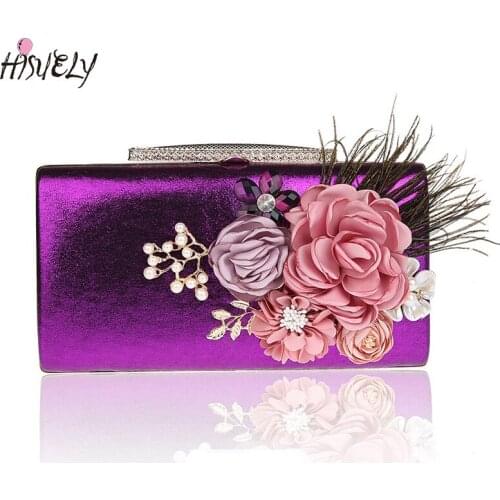 HISUELY 2021 high quality handmade evening clutch bags flower fashion Party Purse Wallet PARTY dinner bags 7 COLOR WY129