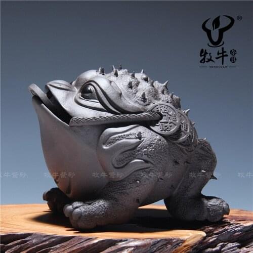 Yixing Yixing purple clay sculpture tea lucky pet toad ornaments store office high Home Furnishing mixed batch of special offer