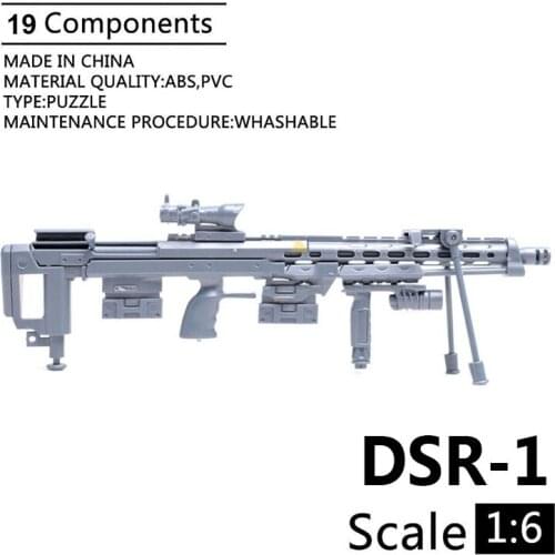 1:6 Scale DSR-1 Blood Hawk Sniper Rifle Assemble Gun Model Plastic Action Figures Weapon For 1/6 Soldier Military Building Toy