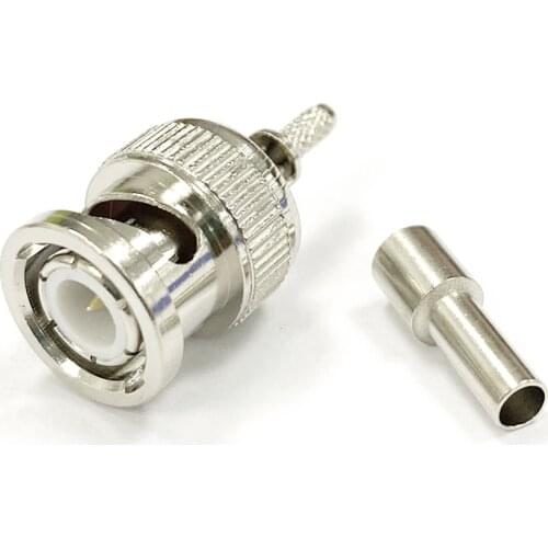 1PC BNC Crimp Male Plug RF Coax Connector straight For LMR100 RG316 RG174 Cable wire terminal Wholesale price