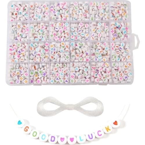 1200pcs/box Acrylic DIY beaded English alphabet Flat Alphabet Cube Beads Charms Bracelet Necklace For Jewelry Making DIY Set