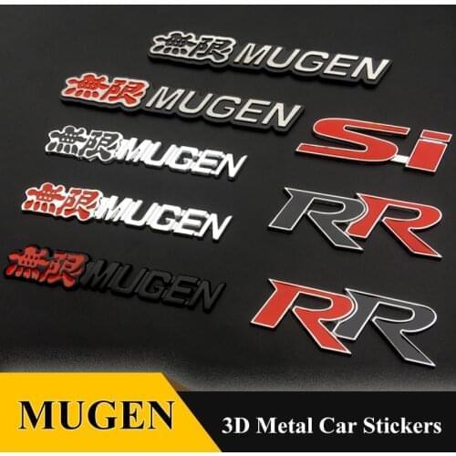 3D Metal RR Mugen Si Car Stickers Emblem Badge Grill Decal Grille Car Styling For Honda Accord Crv City Hrv Auto Accessories