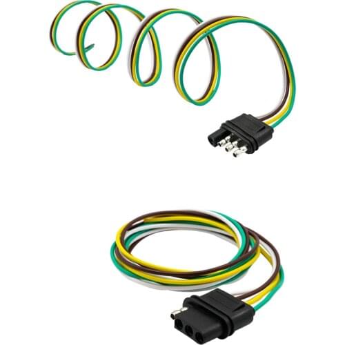 Dolity 4 Way 4 Pin Flat Trailer Wire Harness Extension Connector Socket with 36'' Cable US