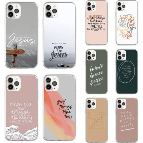 Christian bible quotes verse jesus Phone Case Transparent for iPhone 11 12 mini pro XS MAX 8 7 6 6S Plus X 5S SE 2020 XR