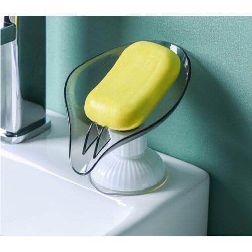 Leaf Shape Soap Holder Soap Dish For Bathroom Quick Drain Large Suction Cup Fixed Firmly Bathroom Storage Rack Soap Container