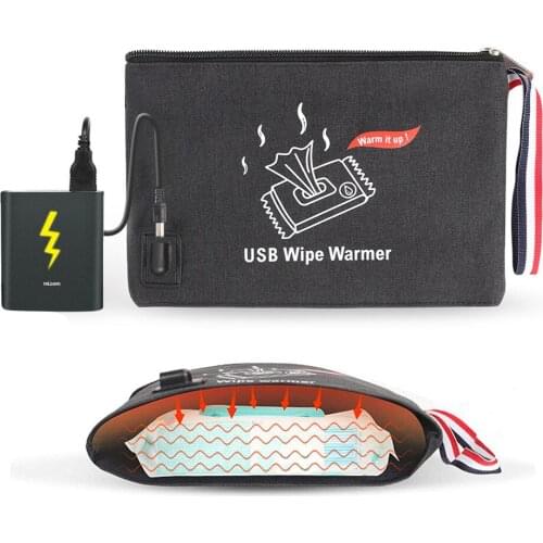 Baby Wipe Warmer Portable USB Infant Wet Wipes Warmer Bag for Vehicle and Home Use Temperature Control Thermostat