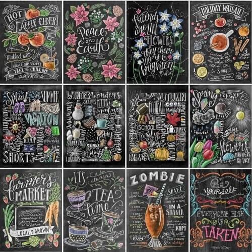 Evershine Full Square Diamond Painting Blackboard Cross Stitch Diamond Embroidery Landscape Rhinestone Pictures Crafts Kit