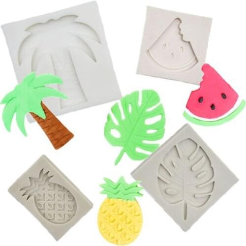 Pineapple Leaf Coconut Tree Watermelon Shape Cake Mold Silicone Chocolate Fondant Cookies Mould Baking Pastry Tools
