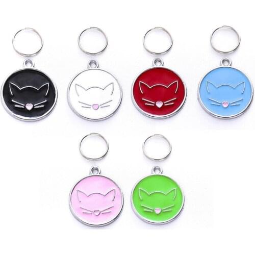 2018 NEW Cat Face Zinc Alloy Pet ID Tag Identification Plate Mini Dog Cat ID Tag Collar Pendant Personalized Pet Accessories