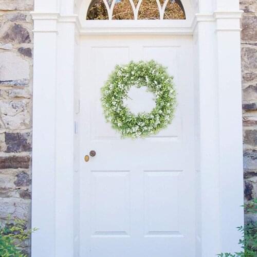 Artificial Eucalyptus Wreath Gypsophila Flower Garland for Party Weddings Front Door Hanging Wall Window Decoration
