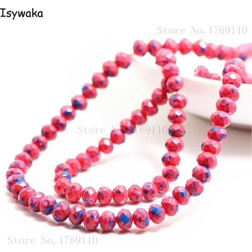 Isywaka Fashion 4x6mm 50pcs Rondelle Austria faceted Crystal Glass Beads Loose Spacer Round Beads for Jewelry Making No.52R6