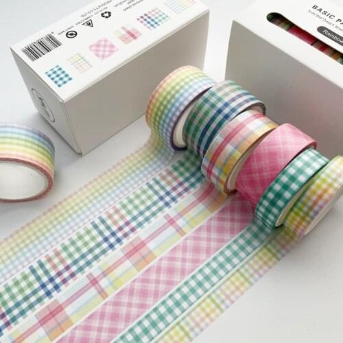 6 pcs/set Basic grid Decorative Adhesive Tape Black white lines Masking Tape Diy Scrapbooking Sticker Label Japanese Stationery