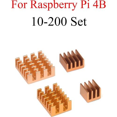 10 - 200 Set Aluminum Heat Sink Cooling Sink Cooler HeatSink 4Pcs Kit Radiator For Raspberry Pi 4 Model B Gold