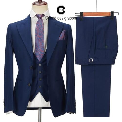 Cenne Des Graoom Men Suits Costume Homme Tailor-Made Blazers Vest Pants 3Pcs Set Wedding Dress Groom Formal Business Work Wear