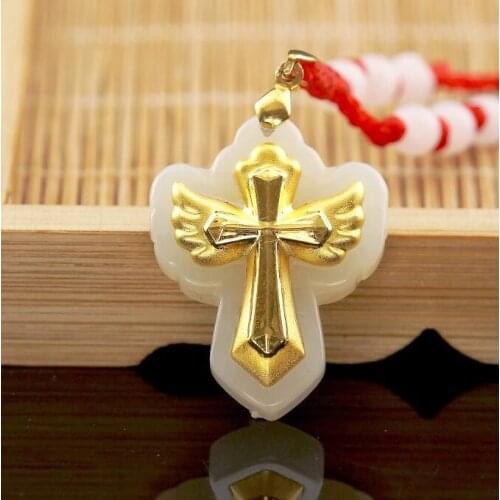 Jade Pendant For Women Men Good Luck Cross Jade Charm Pendants Good Quality Jesus Hetian White Necklace Men Women 2018 New Style