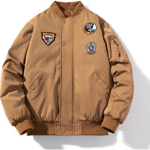2021 Spring Brand Bomber Jacket Men Cotton Liner Warm Coats for Men Fashion Hip Hop Streetwear Flight Pilot Jackets Black Orange
