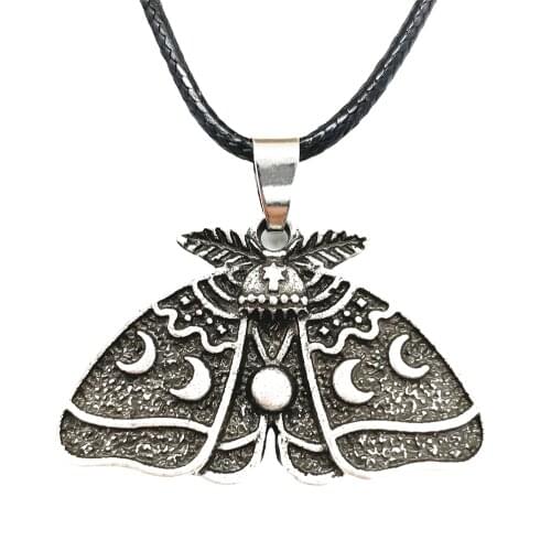 Nostalgia Moth Pendant With Moon and Sun Wicca Pagan Jewelry Necklace