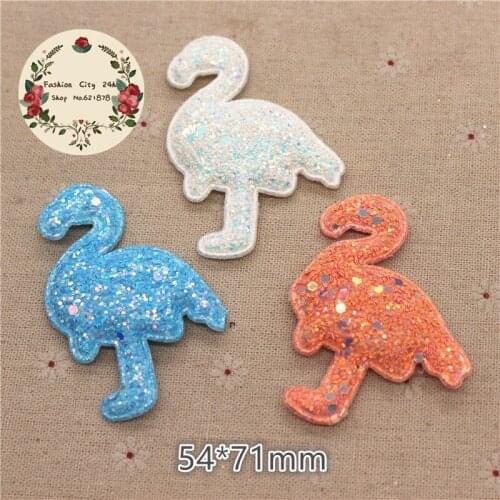 New Padded Qualitiable Glitter Paillette 5.4*7.1CM Flamingo Patches Appliques For Clothes Sewing Supplies DIY Craft Decoration