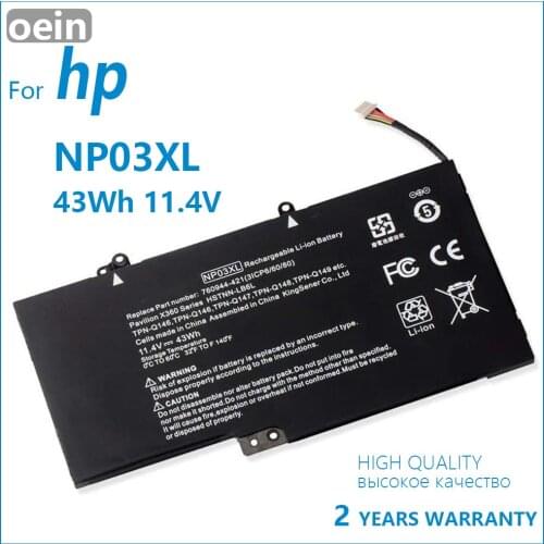 Oein Genuine NP03XL for HP Pavilion X360 13-A010DX TPN-Q146 TPN-Q147 TPN-Q148 HSTNN-LB6L 760944-421 15-U010DX Laptop Battery