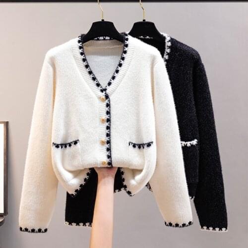Autumn Winter Knit Cardigans Women Vintage V-Neck Long Sleeve Knitwear Tops Loose Sofe Sweater Jacket Oversized Mom Coat S-XL