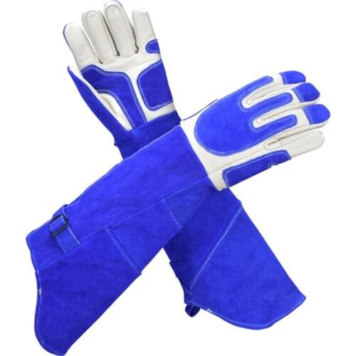 Pet Anti bite Feeding Rescue Gloves Scalp Cowhide Lengthen Thicken Wear-resistant Soft Rescue Training Protective Safety Gloves