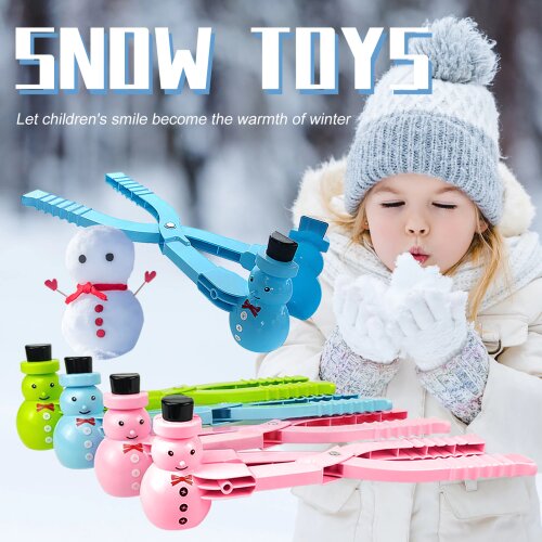 Snowball Maker Plastic Clip Winter Cartoon Snowman Maker Clip Snowball Fight Toys For Children Outdoor Snow Playing Accessories