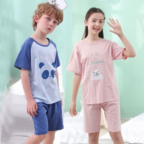 Teens Pajamas Short Sleeve Cotton Pyjamas Kids Clothes Sets Cartoon Big Boy Sleepwear Cute Pajamas For Girls 8 10 12 14 16 Years