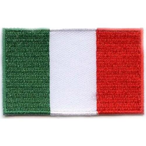 Custom Italy Flag Embroidered Badges Made by Twill with Flat Broder & Iron On Backing Customized MOQ50pcs Free Shipping By Post