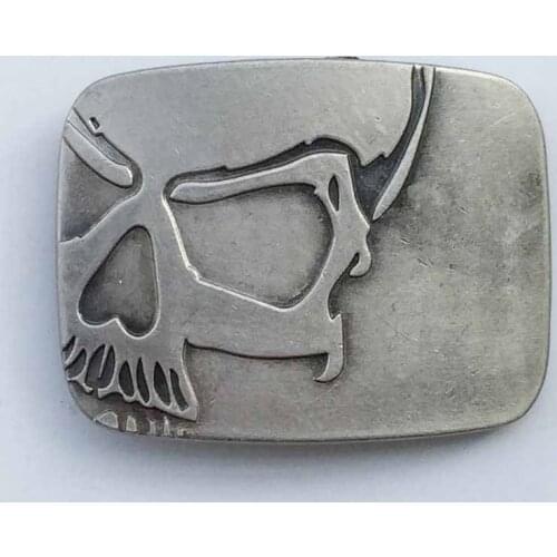 Hot Sale Rectangular Silver skull Belt Buckle suitable for 4cm wideth belt with continous stock