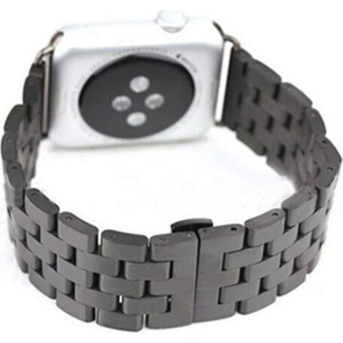 Silver Black Five beads Stainless Steel Band Watch Strap Band for Apple Watch 44mm 40mm 42mm 38mm With adapter Watchband