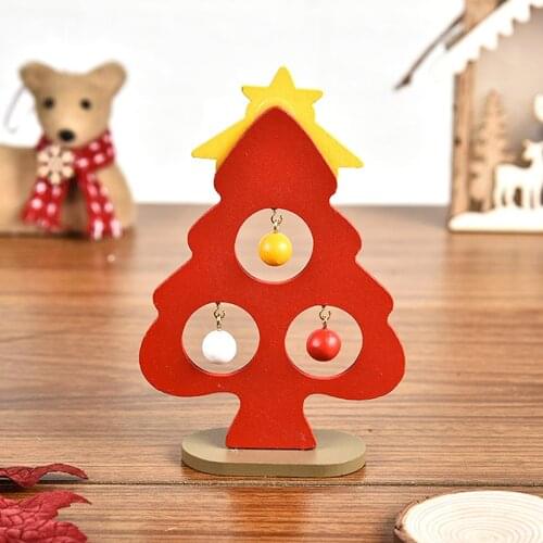 Christmas Decorations Wooden Christmas Tree Creative Scene Layout Ornaments Three-Dimensional Red Xmas Table Desktop Decoration