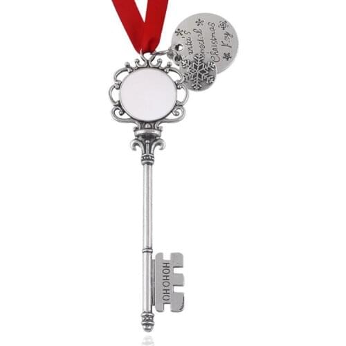 Y166 Christmas Santa Key Chain Santa Claus Door Key Ornament with Ribbon Bow for Christmas Decoration