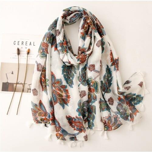 Spring Enthic Style Scarf Shawl Tassel Printed High Quality Women Head Scarves Mother Gift