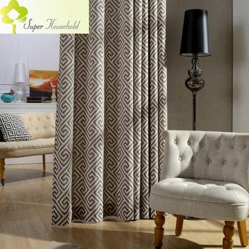 Modern Minimalist Gray Curtains for Bedroom Living Room Polyester Cotton Printing Blackout Curtains Fabric Kitchen Home Textile